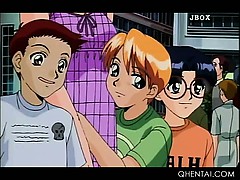 Roped hentai naked beauty cunt toyed hardcore in group